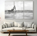 Black and White Surfing Wall Art Canvas Print – Framed Ocean by MyGreatCanvas | Canvas Wall Art Prints | Photo Prints & Wall Decor