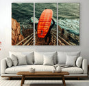 Surfer Stairway Wall Art – Framed Ocean Surf Canvas Artwork, by MyGreatCanvas | Canvas Wall Art Prints | Photo Prints & Wall Decor