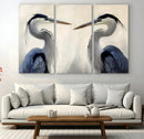Blue Heron Pair Wall Art Canvas Print – Framed Coastal Bird