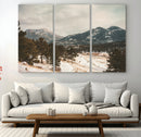 Mountain Landscape Wall Art Canvas Print – Framed Snowy