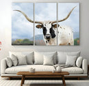 Texas Longhorn Wall Art Canvas Print – Framed Western Rustic