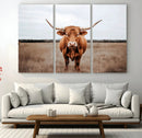 Longhorn Bull Wall Art Canvas Print – Framed Rustic by MyGreatCanvas | Canvas Wall Art Prints | Photo Prints & Wall Decor