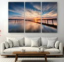 Wooden Pier on Seascape and Sunset Wall Art Canvas Print by MyGreatCanvas | Canvas Wall Art Prints | Photo Prints & Wall Decor