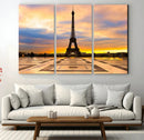 Paris Eiffel Tower Sunset Canvas Wall Art Print - Iconic