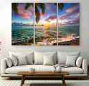 Framed Tropical Sunset Art Canvas Print