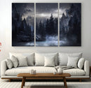 Night Landscape and Trees Wall Art Canvas Print