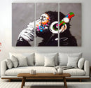 Dj Monkey Listening to Music Wall Art Print | Banksy Monkey by MyGreatCanvas | Canvas Wall Art Prints | Photo Prints & Wall Decor