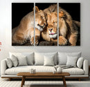Lion and Lioness Wall Art Canvas Print – Framed African