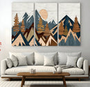 Abstract Wood Panel Effect Mountain Range Top Wall Art