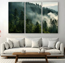 Misty Forest Wall Art Premium Canvas Print a Foggy and