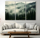 Captivating Misty Forest Wall Art Premium Canvas Print a
