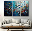 Modern Abstract Fish Shoal Wall Art Canvas Print, Colorful