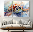 Watercolor Sea Turtle Wall Art Canvas Print - Vibrant Ocean