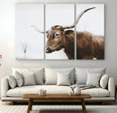 Rustic Bull Wall Art Canvas Print – Modern Longhorn