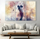 Abstract Watercolor Golf Player Wall Art Canvas Print