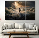 Jesus Walking on Water Wall Art Canvas Print - Religious