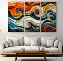 Abstract Wave Wall Art | Ready to Hang Framed Canvas Print |