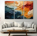 Blue Orange Abstract Wave Wall Art Canvas Print, Framed Blue