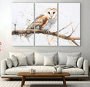 Barn Owl Wall Art on Branch | Stunning Canvas Print for