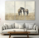 Chines Style Grunge Horses Wall Art Canvas Print