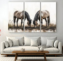 Chines Ink Style Horses Wall Art Canvas Print