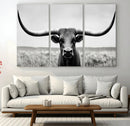 Longhorn Bull Canvas Print | Rustic Farmhouse Wall Art |