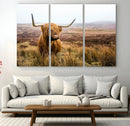 Scottish Highland Cow Canvas Wall Art – Rustic Farmhouse