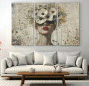 Abstract Floral Women Patel Wall Art Canvas Print