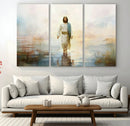 Framed Jesus Walking on Water Wall Art - 3-Panel Christian
