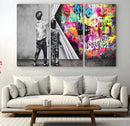Banksy Print - Street Art Canvas Wall Art - Kids Revealing