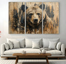 Majestic Grizzly 399 Bear Wall Art | 3-Panel Rustic Canvas