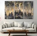 Golden Forest Abstract Wall Art | Dark Forest with Gold