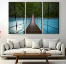 Suspension Bridge Over River Canvas Art | 3-Panel Nature by MyGreatCanvas | Canvas Wall Art Prints | Photo Prints & Wall Decor