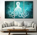 Green Octopus Abstract Wall Art Canvas Print