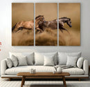 Large Wall Art Canvas Print – Two Running Brown Horses