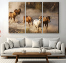 Large Wall Art 5 Horses Running on Sand Canvas Print