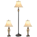 3-Piece Table and Floor Lamp Set with Linen Fabric Lamp Shades by DirectDeals