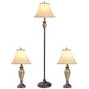 3-Piece Table and Floor Lamp Set with Linen Fabric Lamp Shades by LJGDeals