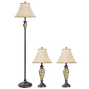 3-Piece Table and Floor Lamp Set with Linen Fabric Lamp Shades by LJGDeals