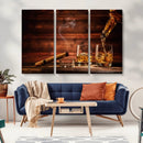 Whiskey and Cigar Wall Art Canvas | 3 Panel Bar Room Decor by MyGreatCanvas | Canvas Wall Art Prints | Photo Prints & Wall Decor
