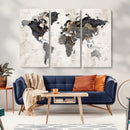 Abstract Map Printing - Modern World Map Canvas Wall Art for