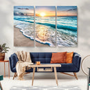 Sunset Beach Waves Canvas Wall Art – 5-Panel Ocean Sunset by MyGreatCanvas | Canvas Wall Art Prints | Photo Prints & Wall Decor