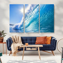 Blue Big Wave Surfing Ocean Canvas Wall Art Artwork Print
