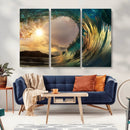 Golden Wave Sunset Canvas Print – Large Coastal Wall Art for