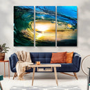 Ocean Wave at Sunset Canvas Art, Large Wall Print of Vibrant