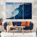 Ocean Wave at Sunset Canvas Art, Large Wall Print of Vibrant