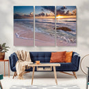 Sea Ocean Sunset Beach Wall Art Canvas Print