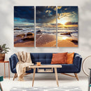 Golden Hour Beach Sunset Canvas Triptych, Ocean Waves and by MyGreatCanvas | Canvas Wall Art Prints | Photo Prints & Wall Decor