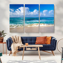 Tropical Beach 3-Panel Canvas Wall Art – Serene Ocean Waves