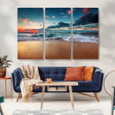 Sunset Ocean Beach Wall Art – Giclee Canvas Print, Coastal